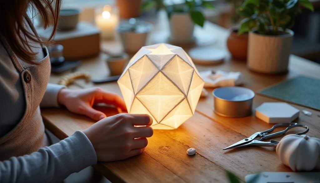 Créer soi-même une lampe en papier à formes géométriques