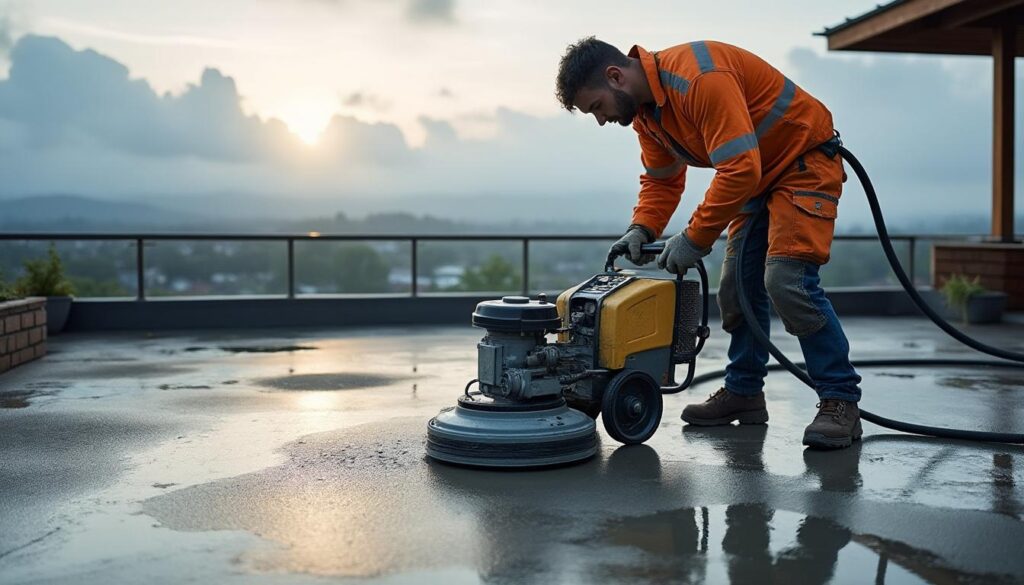Comment utiliser une polisseuse béton sur une terrasse humide