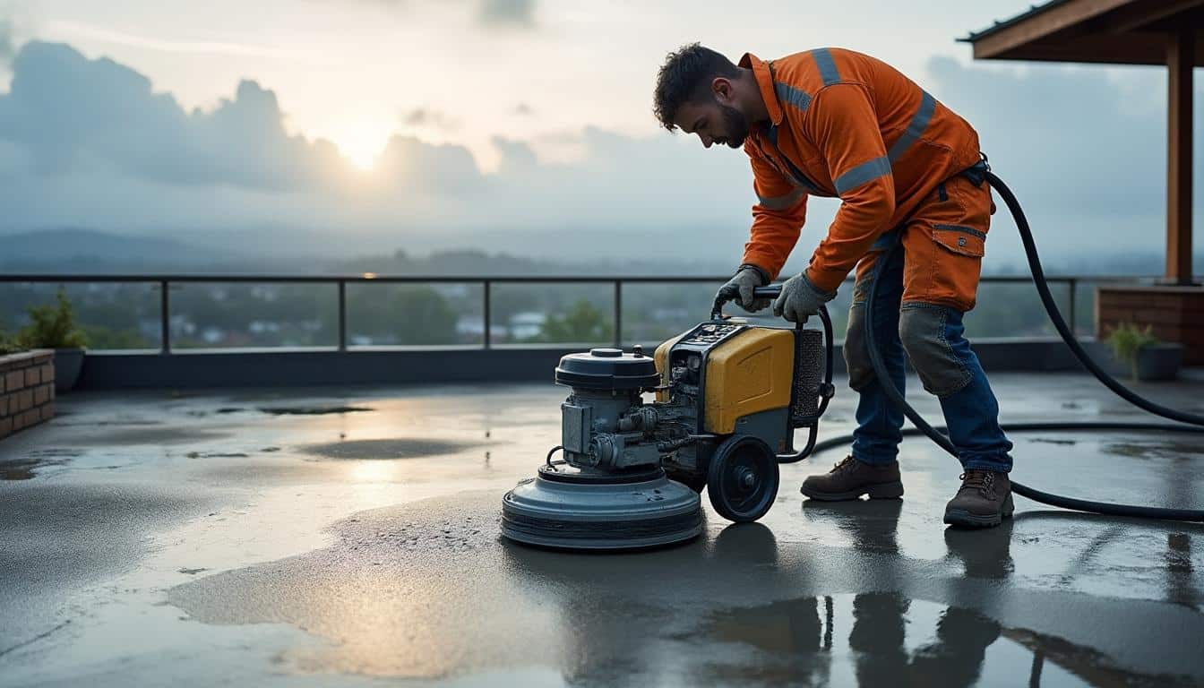 Comment utiliser une polisseuse béton sur une terrasse humide