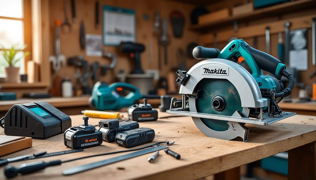 Illustration: Découvrir les caractéristiques techniques et accessoires compatibles avec la scie circulaire Makita sans fil