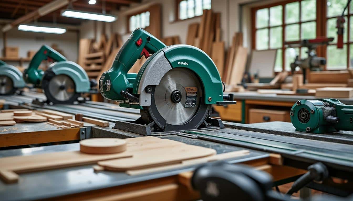 Illustration: Les modèles incontournables de scie circulaire Metabo sur table et leurs caractéristiques techniques
