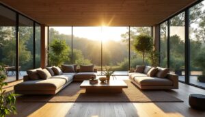 Toiture en verre sur charpente bois : lumière et design naturel