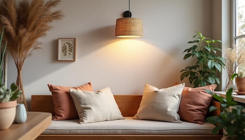 Applique murale bohème chic : charme naturel et lumière douce